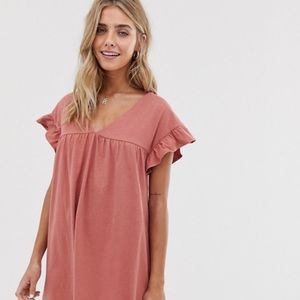 ASOS mini reversible cotton slub smock dress